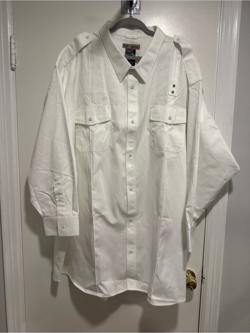 NWOT 5.11 Tactical Men's white Sz:6XL PDU Class B Long Sleeve Shirt. pockets.